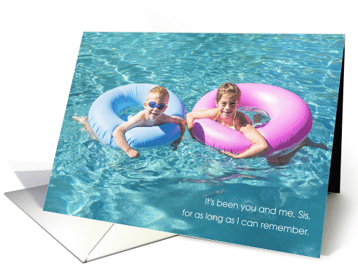 Twin Sister Birthday from Twin Brother Cute Pool Kids card (1470062)