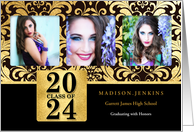 Class of 2023 Graduation 3 Photo in Gold Effects and Black card