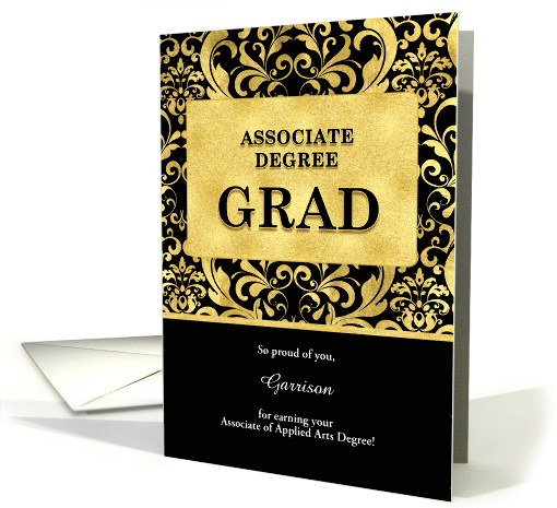 Applied Arts Associate Degree Graduation Faux Gold Leaf Custom card