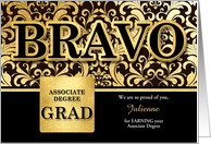 Associate Degree Graduate Custom Name Faux Gold Foil and Black card