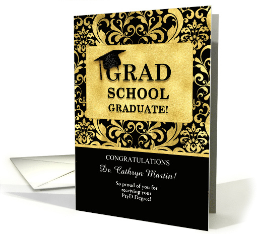 Doctor of Psychology PsyD Grad Faux Gold Foil Custom card (1471080)
