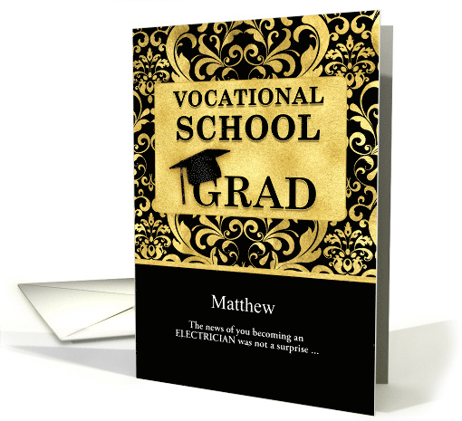 Electrical Vocational School Graduate Faux Gold Foil Custom card