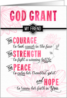 for Female Friend Fighting Cancer Pink Sending a Prayer card