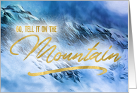 Go Tell it On the Mountain Religious Christmas in Blue and Gold card