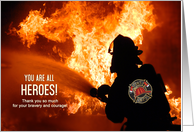 Thank Firefighter Heroes for Bravery and Courage Blank Inside card