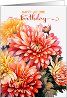 Birthday Chrysanthemums for an Autumn Season Birthday card