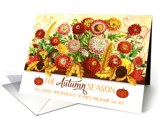 Autumn Season Chrysanthemum Garden with Chipmunk Blank card (1482136)