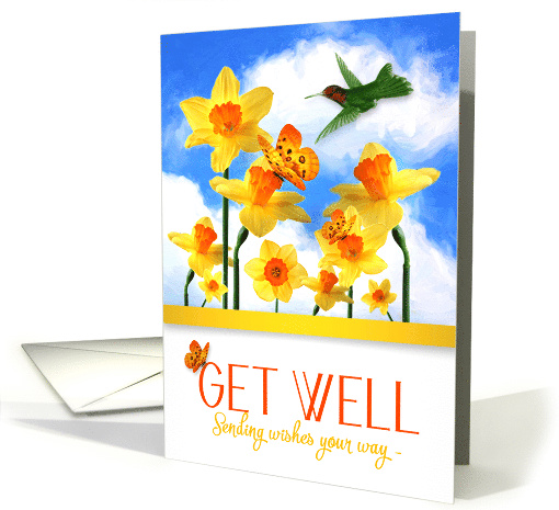 Get Well Daffodil Garden with Hummingbird card (1482238)