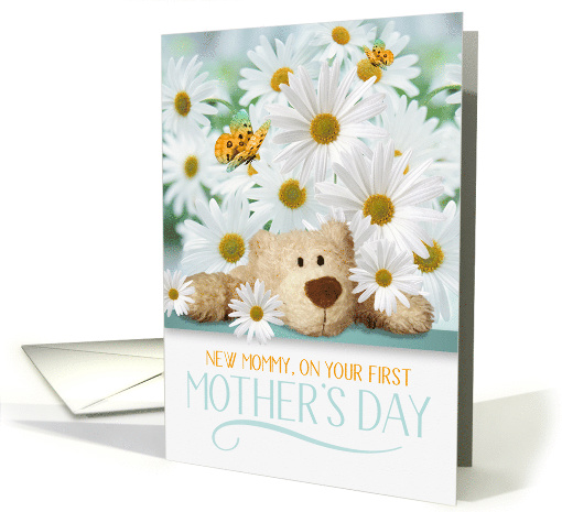 1st Mother's Day for the New Mommy with Daisies and Bear card