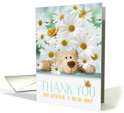 for Kids a Bear Hug and a Thank You Daisy Garden Blank Inside card