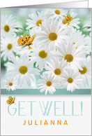 Custom Get Well White Daisy Garden with Butterflies card