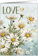 Custom Love and Romance White Daisy Garden with Butterflies card