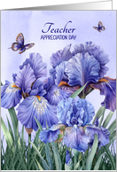 Teacher Appreciation Day with Purple Iris Garden and Butterflies card
