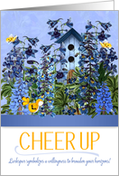 Cheer Up Blue Larkspur Garden with Yellow Canary card