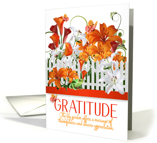 Gratitude Lily Garden Thank You Message Orange Lilies card (1483722)