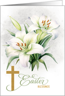 Easter Lilies with Christian Cross and John 11 Scripture card