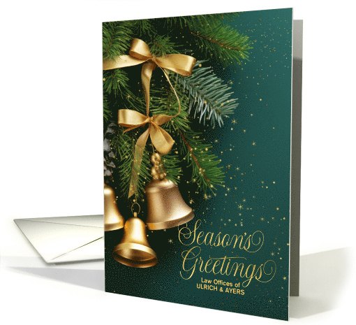 Custom Business Holiday Gold Bells Seaons's Greetings card (1490114)
