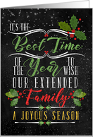 for Friends Extended Family Chalkboard and Holly Theme card