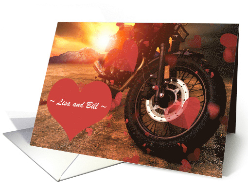 Couple's Names Motorcycle Themed Valentine's Day card (1490490)