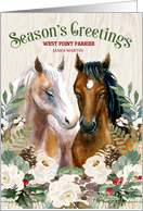 Equine Business Custom Holiday with Horses and Greenery card