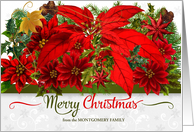 Merry Christmas Red Poinsettia Holiday Bouquet with Custom Name card