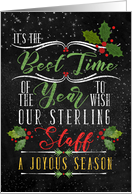 for a Sterling Staff Business Holiday Chalkboard and Holly Theme card