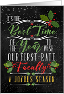 for Faculty Business Holiday Chalkboard and Holly Theme card