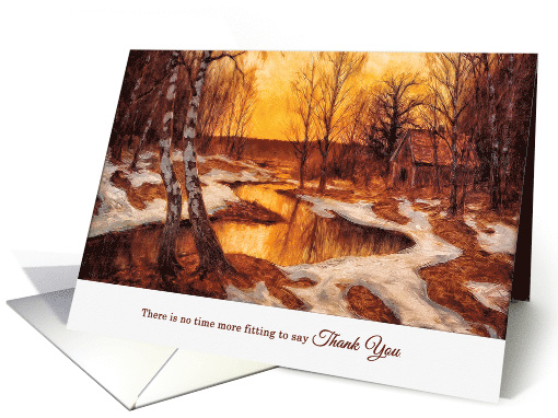 Business Thank You Vintage Fall and Winter Woodland Scenic card
