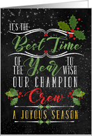 for Champion Crew Business Holiday Chalkboard and Holly Theme card