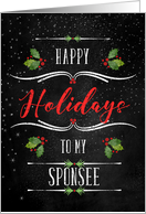 for Sponsee Happy Holidays Chalkboard and Holly card