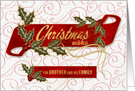 for Brother and his Family Christmas Wishes Holly and Berries card