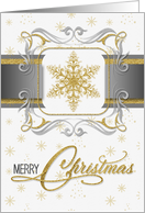 Silver and Gold Elegant Christmas Snowflake Merry Christmas card
