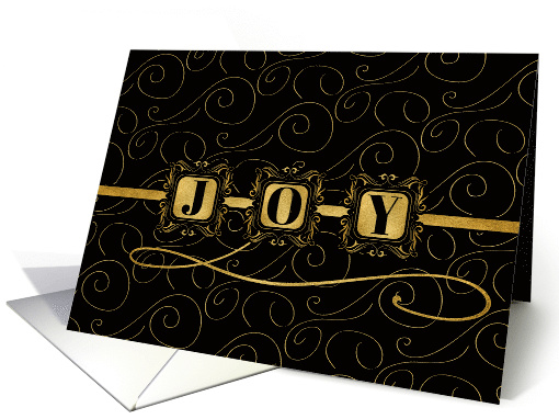 Black and Gold Joy Typography Elegant Christmas card (1499682)