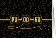 Black and Gold Joy Typography Elegant Christmas card