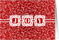 Red and White Joy Typography Elegant Christmas card