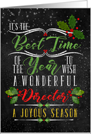 for Director Best Time of the Year Christmas Chalkboard and Holly card