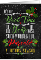 for Parents Best Time of the Year Christmas Chalkboard and Holly card