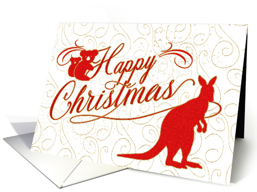 Happy Christmas Kangaroo and Koala Bears Outback Theme card (1501606)
