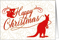 Happy Christmas Kangaroo and Koala Bears Outback Theme card