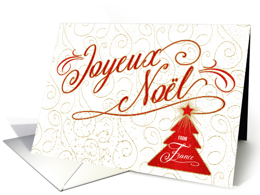 Joyeux Noel from France in Red and Gold Christmas Tree card (1501620)