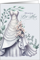 Best Maid Bridal Request Pale Lavender Dress and Eucalyptus card