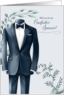 Godfather Sponsor Request Navy Blue Gown with White Roses card