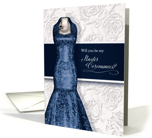 Master of Ceremonies Navy Blue Gown with White Roses card (1508176)