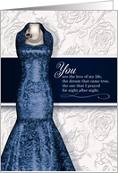 Life Partner Wedding Anniversary in Navy Blue and White Roses card