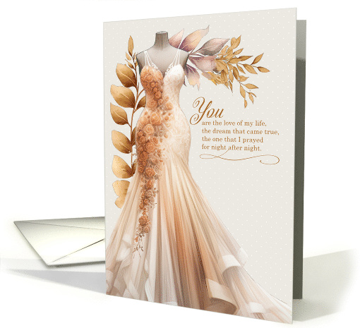 for Wife Wedding Anniversary Peach and Golden Gown card (1508232)