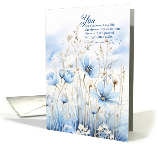 for Wife Romantic Wedding Anniversary Blue Wildflowers card (1508234)