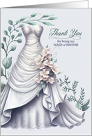 Maid of Honor Thank You Navy Blue and White Roses card