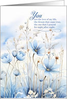 Life Partner or Partner Anniversary Blue Wildflowers card