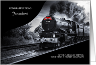 25 Year Railroad Retirement Congratulations Train Custom card