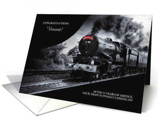 55 Year Railroad Retirement Congratulations Train Custom card